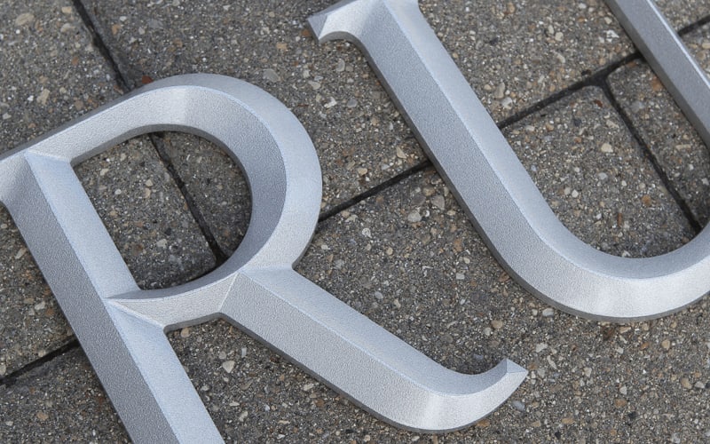 cast aluminum letters beadblasted architectural font style outside