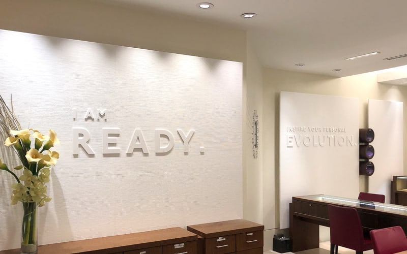 white acrylic letters for interior retail space wall