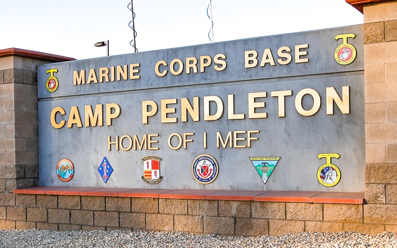 brushed bronze cast letters for marine military base mounted outside